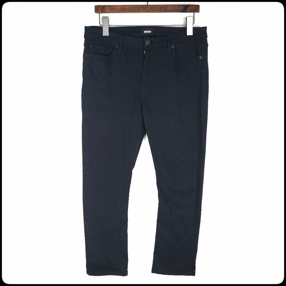 HUDSON Rare Blackout Bootcut Cropped Mid Rise Jeans in Black Size: 30